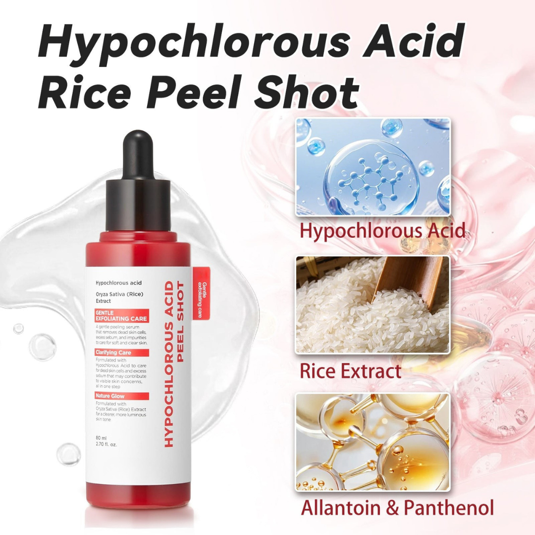 Hypochlorous Acid Rice Peel Shot Duo (Smooth, Clear Skin 12.2 fl oz)