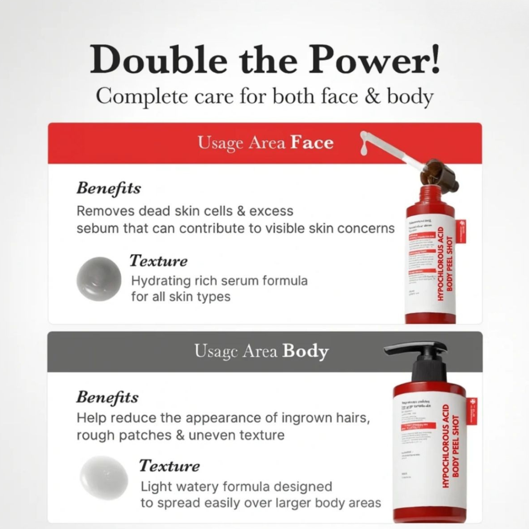 Hypochlorous Acid Rice Peel Shot Duo (Smooth, Clear Skin 12.2 fl oz)